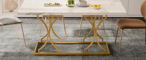 63" Luxury Dining Rectangle Modern Marble Table