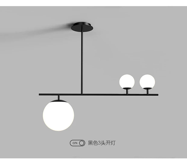 Nordic long chandelier Black Golden glass pendant Light