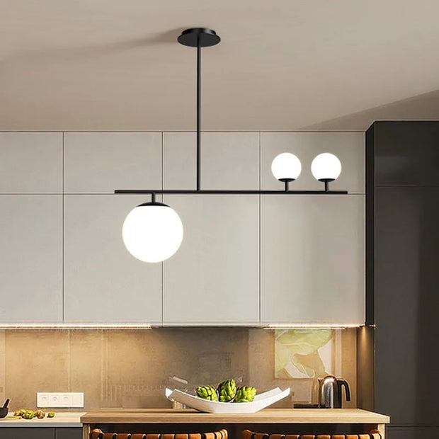 Nordic long chandelier Black Golden glass pendant Light
