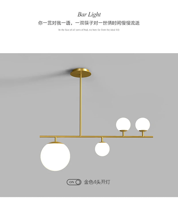 Nordic long chandelier Black Golden glass pendant Light