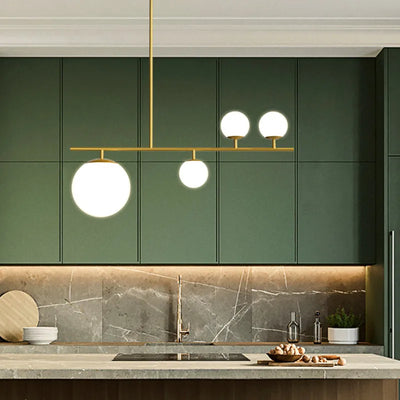 Nordic long chandelier Black Golden glass pendant Light