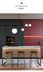 Nordic long chandelier Black Golden glass pendant Light