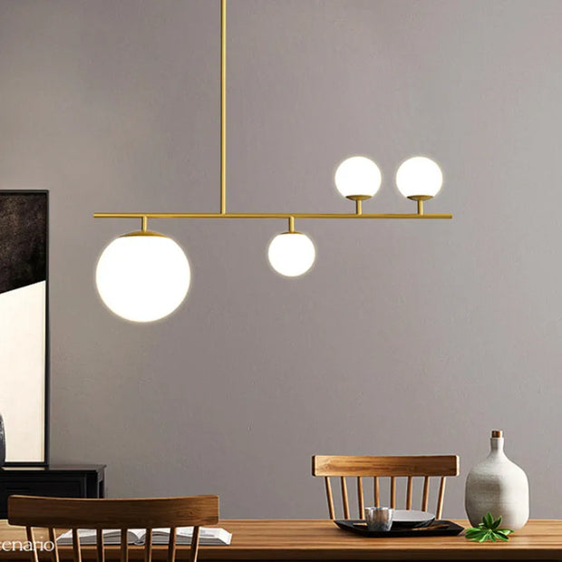 Nordic long chandelier Black Golden glass pendant Light