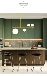 Nordic long chandelier Black Golden glass pendant Light