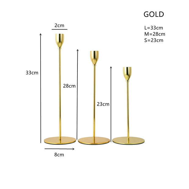 3Pcs/Set European style Metal Candle Holders