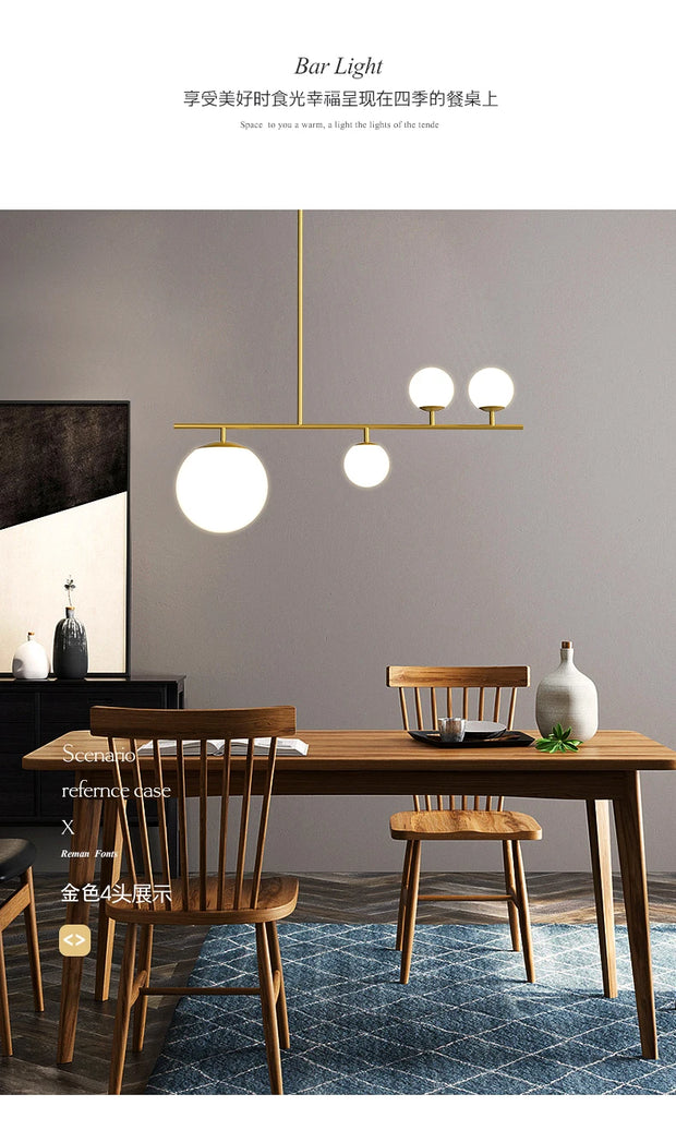 Nordic long chandelier Black Golden glass pendant Light