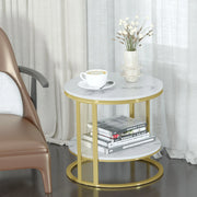 Marble Modern Round Accent Side Coffee Bilayer Table for Living Room Home Décor