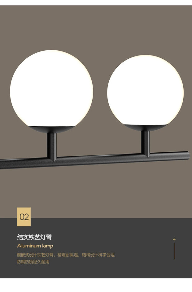 Nordic long chandelier Black Golden glass pendant Light