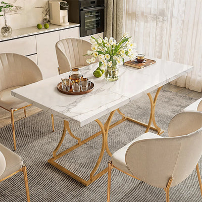 63" Luxury Dining Rectangle Modern Marble Table