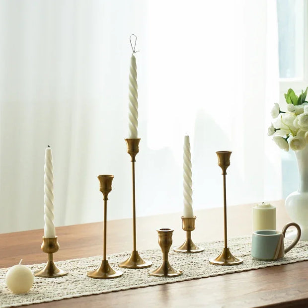 3pc Candlestick Holders Kit Brass Gold for Wedding Party Dinning