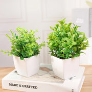 Green Artificial Bonsai Mini Eucalyptus Flower Potted Plant