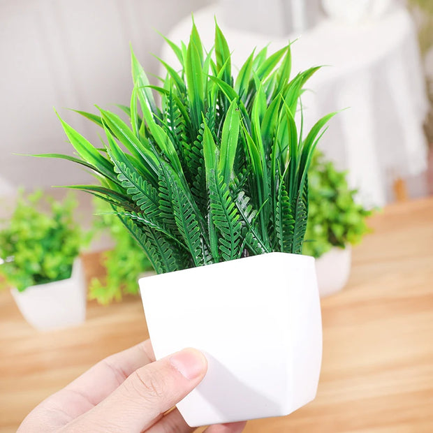 Green Artificial Bonsai Mini Eucalyptus Flower Potted Plant