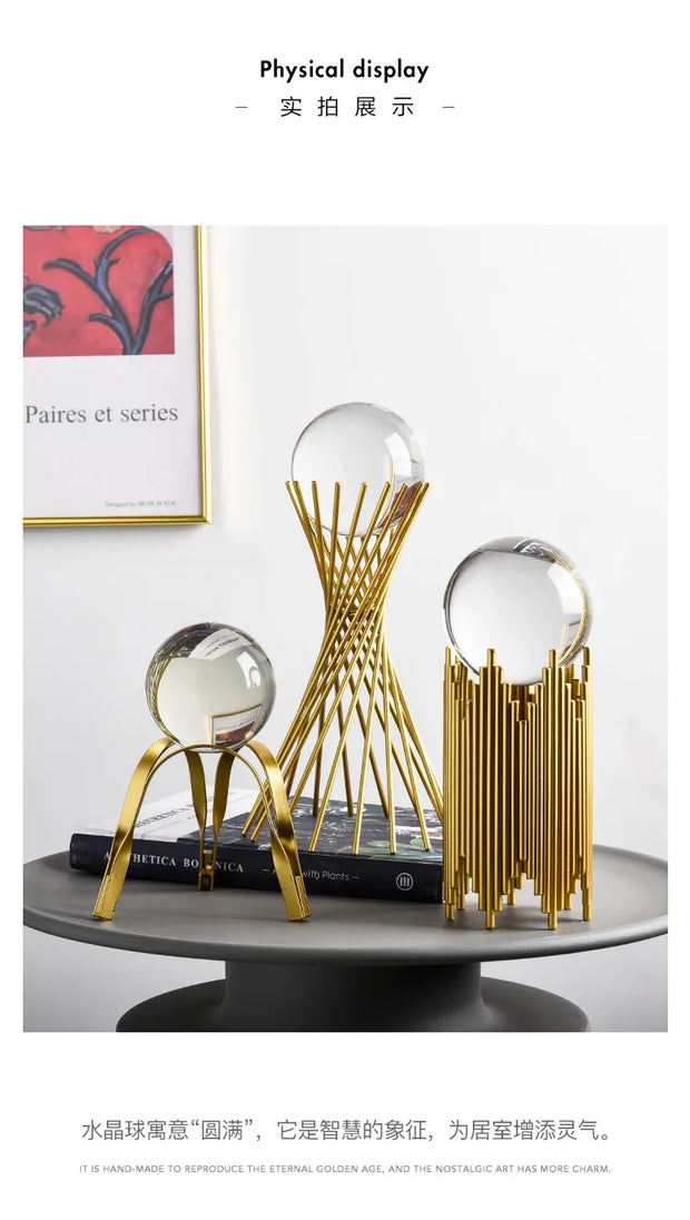 Modern Wrought Iron Metal Crystal Ball