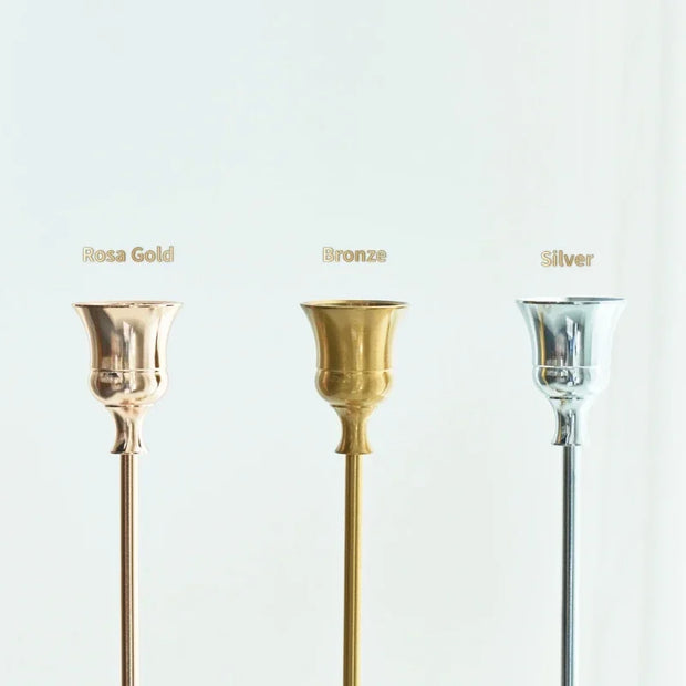 3pc Candlestick Holders Kit Brass Gold for Wedding Party Dinning