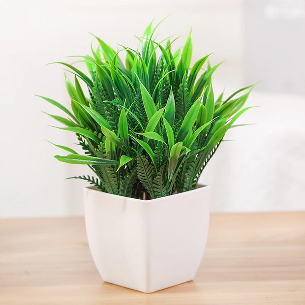 Green Artificial Bonsai Mini Eucalyptus Flower Potted Plant