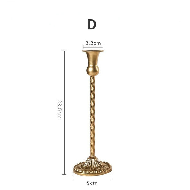 3pc Candlestick Holders Kit Brass Gold for Wedding Party Dinning