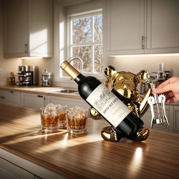Bear wine rack cup holder home decoration