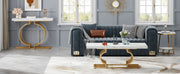Tribesigns Coffee Table 47 inches Faux Marble Cocktail Table with Geometric Frame