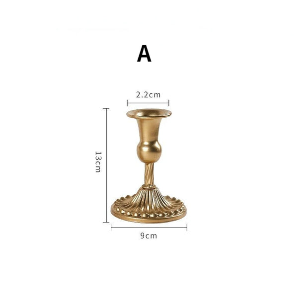 3pc Candlestick Holders Kit Brass Gold for Wedding Party Dinning