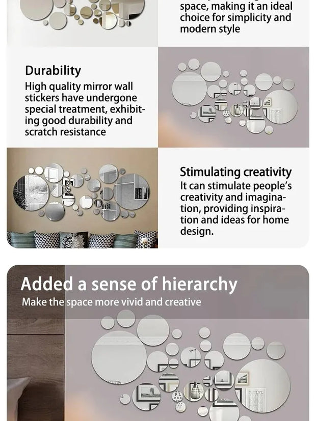 26 PCs 3D Acrylic Mirror Wall Sticker