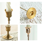 3pc Candlestick Holders Kit Brass Gold for Wedding Party Dinning