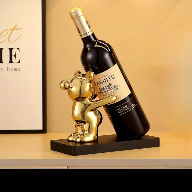 Bear wine rack cup holder home decoration