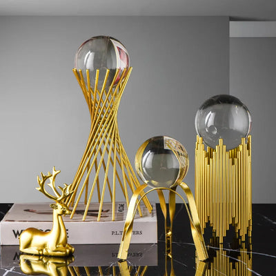 Modern Wrought Iron Metal Crystal Ball