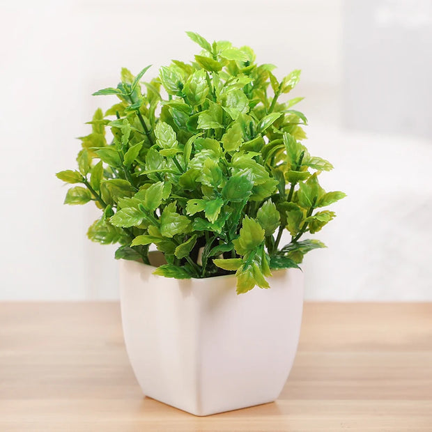 Green Artificial Bonsai Mini Eucalyptus Flower Potted Plant