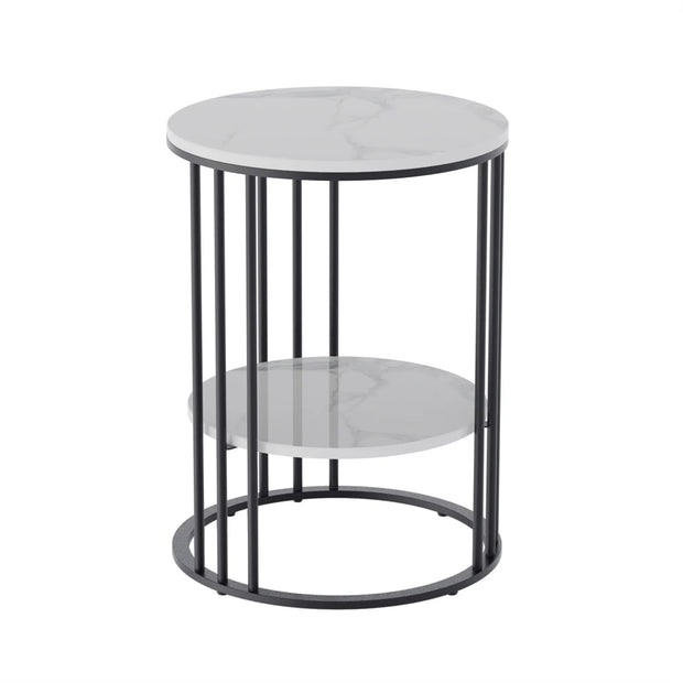 2 Tier Sintered Stone End Table