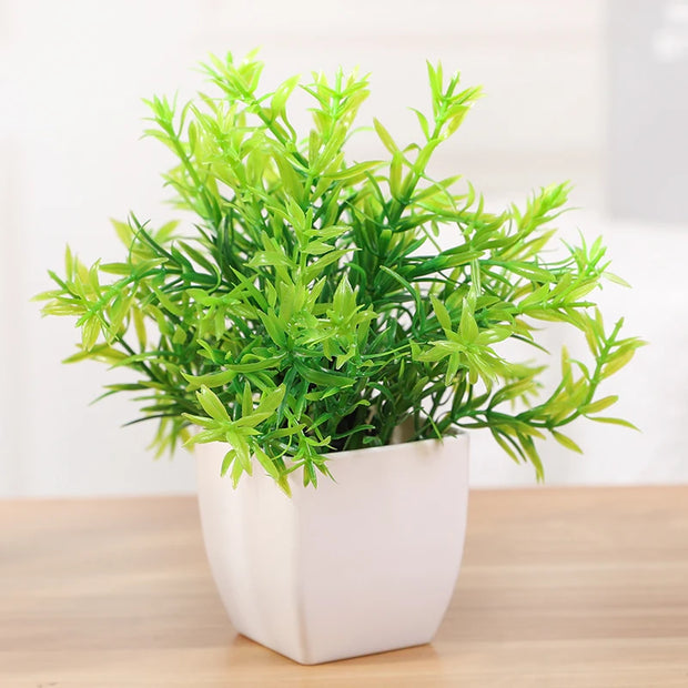 Green Artificial Bonsai Mini Eucalyptus Flower Potted Plant