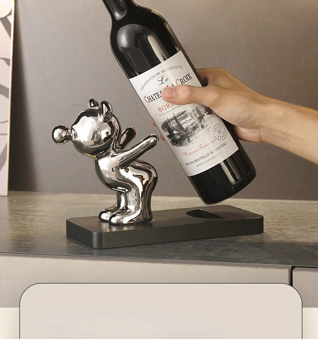 Bear wine rack cup holder home decoration