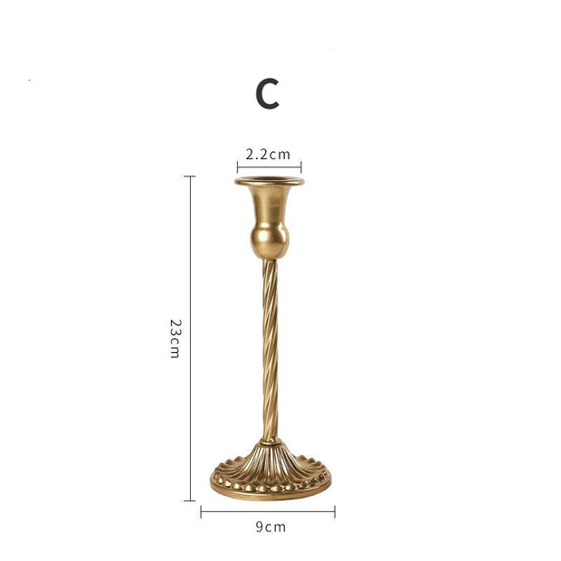 3pc Candlestick Holders Kit Brass Gold for Wedding Party Dinning