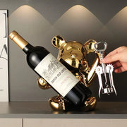 Bear wine rack cup holder home decoration
