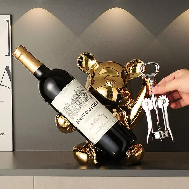 Bear wine rack cup holder home decoration