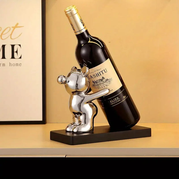 Bear wine rack cup holder home decoration