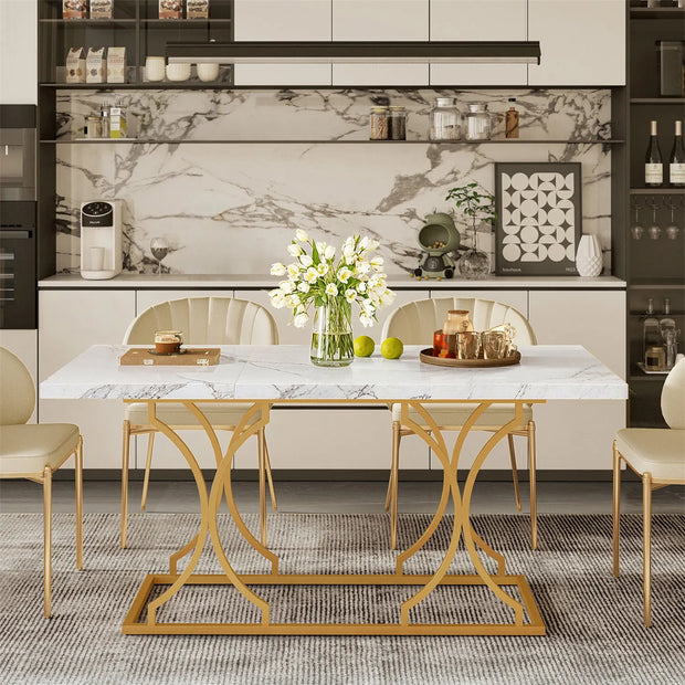 63" Luxury Dining Rectangle Modern Marble Table