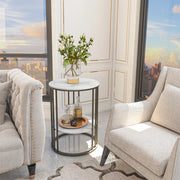 2 Tier Sintered Stone End Table