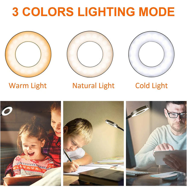 48 LEDs Clip on Desk Lamp 360°Flexible Read Light