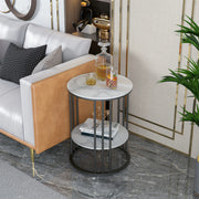 2 Tier Sintered Stone End Table