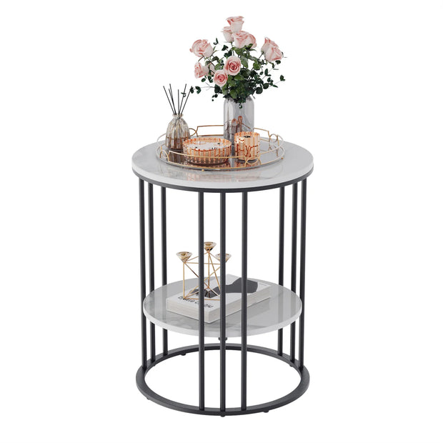 2 Tier Sintered Stone End Table