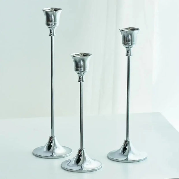 3pc Candlestick Holders Kit Brass Gold for Wedding Party Dinning