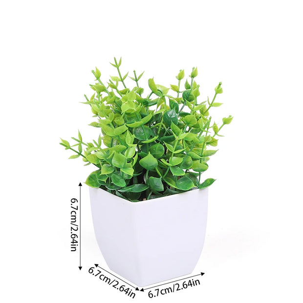 Green Artificial Bonsai Mini Eucalyptus Flower Potted Plant