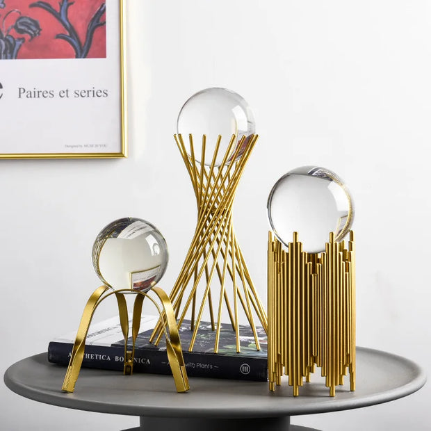 Modern Wrought Iron Metal Crystal Ball
