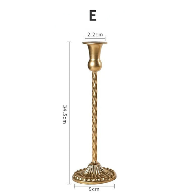 3pc Candlestick Holders Kit Brass Gold for Wedding Party Dinning