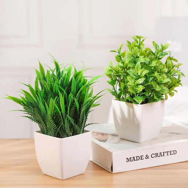 Green Artificial Bonsai Mini Eucalyptus Flower Potted Plant