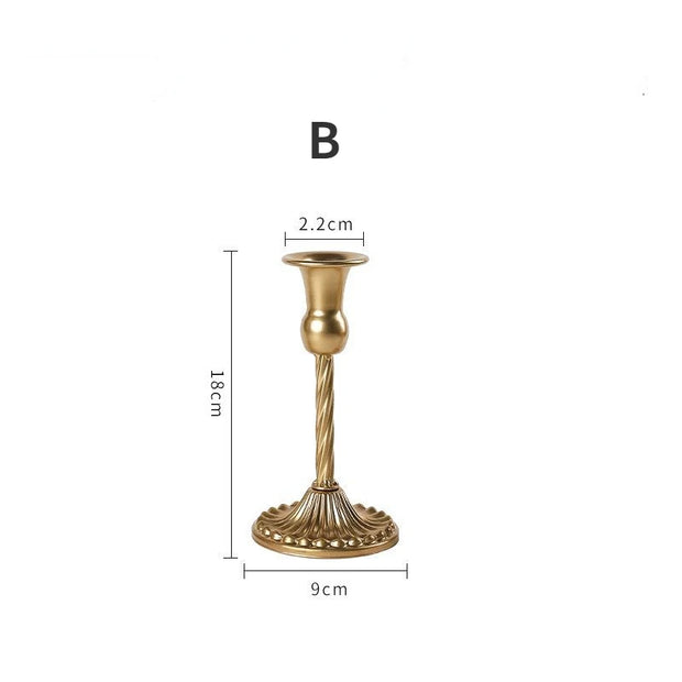 3pc Candlestick Holders Kit Brass Gold for Wedding Party Dinning