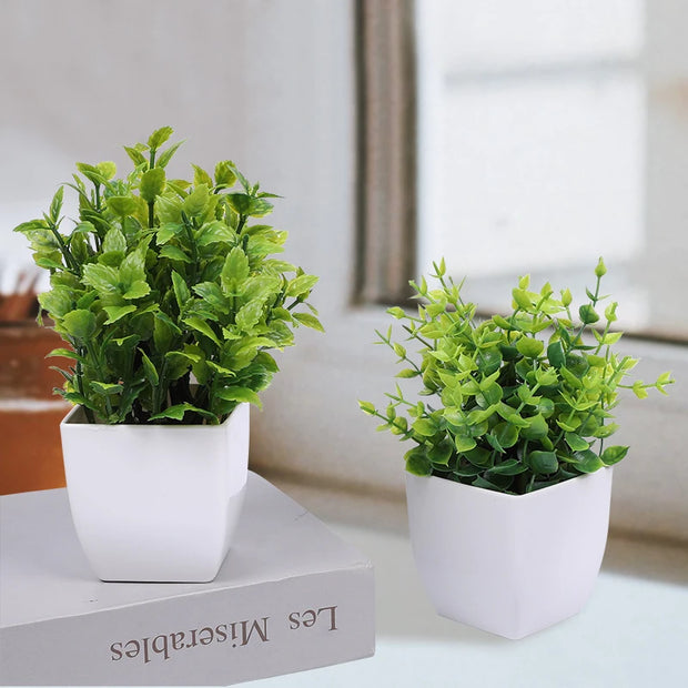 Green Artificial Bonsai Mini Eucalyptus Flower Potted Plant